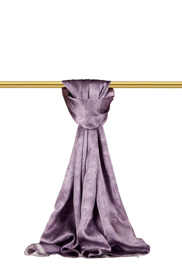 Lilac Brush Pattern Silk Scarf - 1