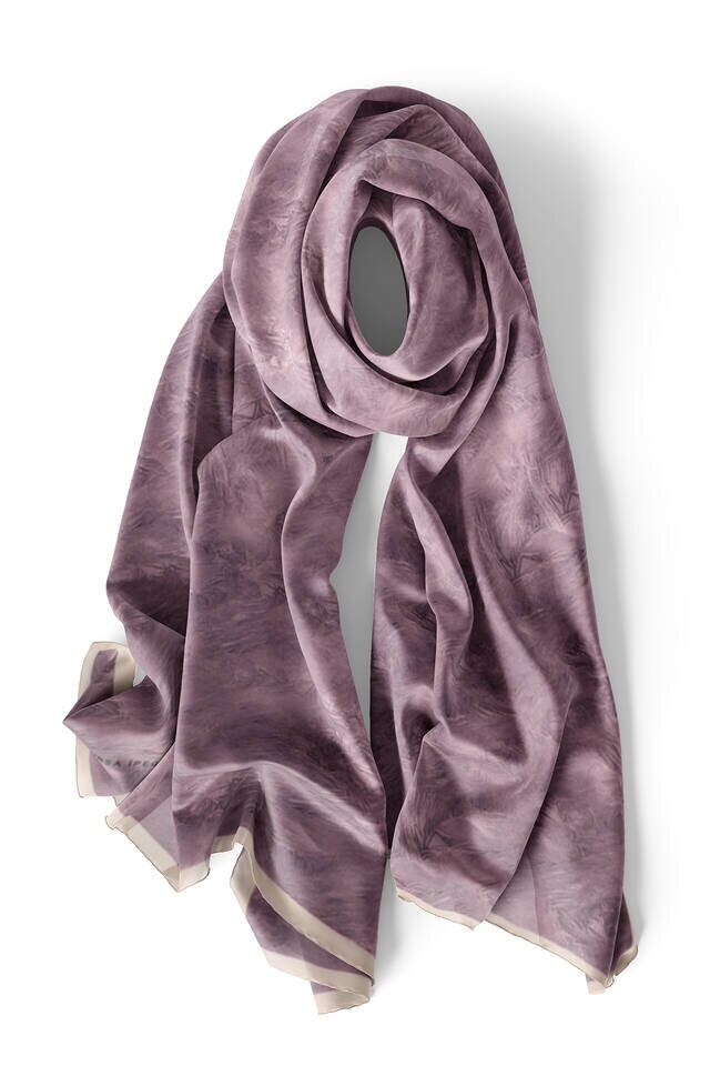 Lilac Brush Pattern Silk Scarf - 3