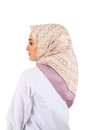 Lilac Chain Pattern Twill Silk Square Scarf 