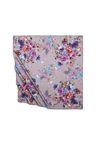 Lilac Geranium Pattern Silky Square Scarf 