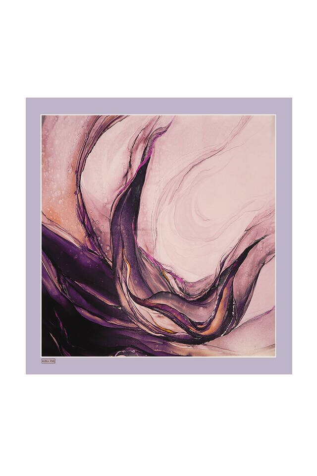 Lilac Granite Pattern Sura Silk Scarf - 2