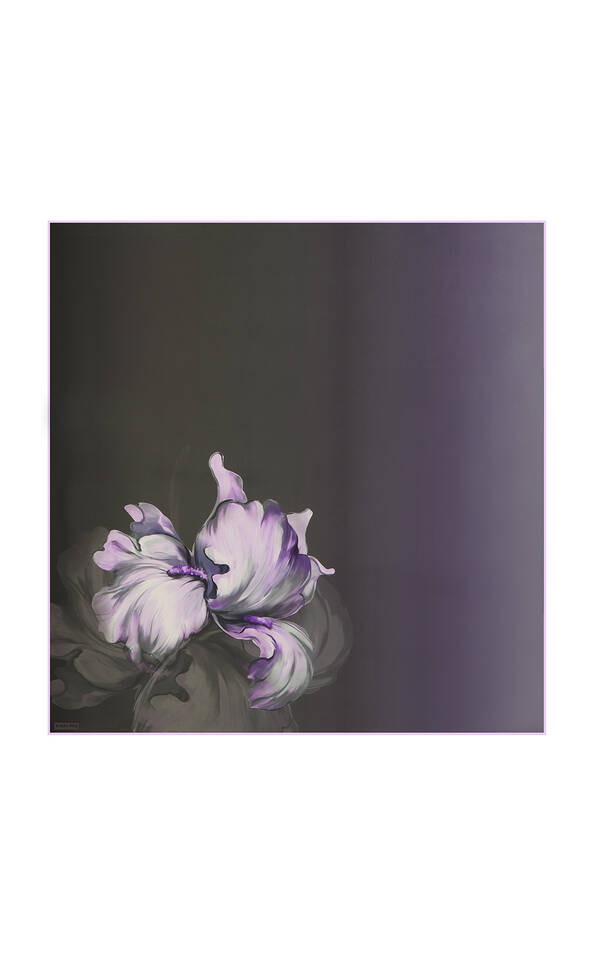 Lilac Iris Pattern Twill Silk Square Scarf - 2