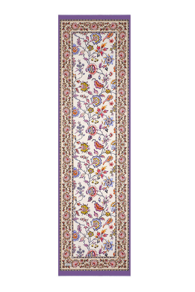 Lilac Lily Pattern Voile Silk Foulard - 4