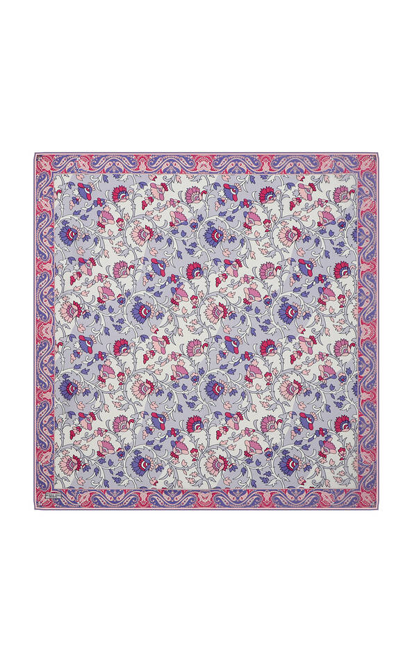 Lilac Shawl Pattern Voile Silk Square Scarf - 2