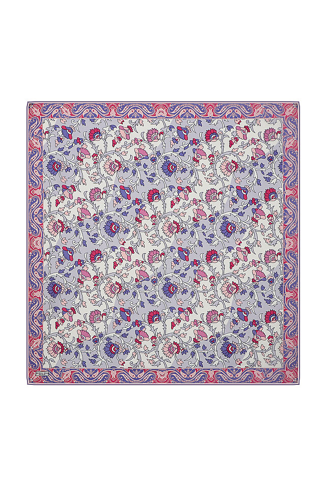 Lilac Shawl Pattern Voile Silk Square Scarf 