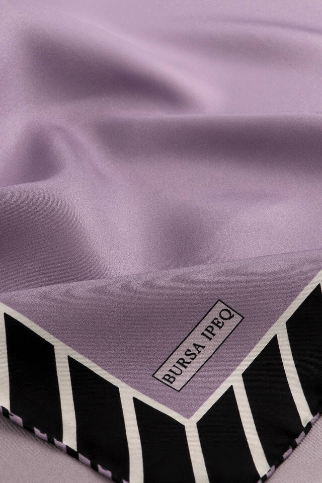 Lilac Stripe Pattern Twill Silk Square Scarf - 3