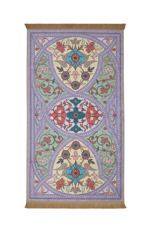 Lilac Velvet Carpet Prayer Rug 