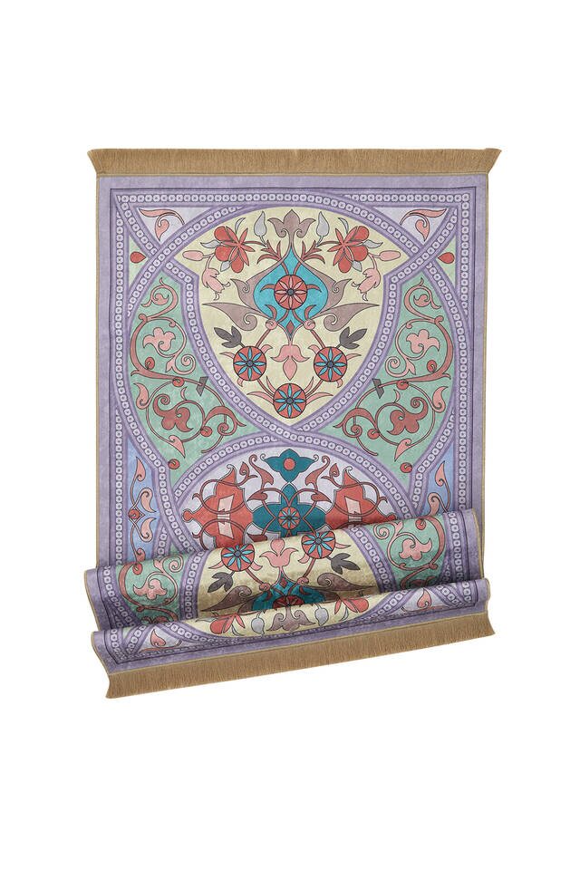 Lilac Velvet Carpet Prayer Rug - 4