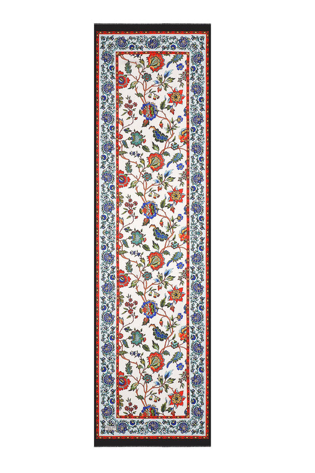 Siyah Lilyum Desen Vual İpek Fular - 4