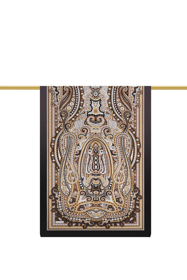 Gold Marakeş Desen Sura İpek Şal - 2