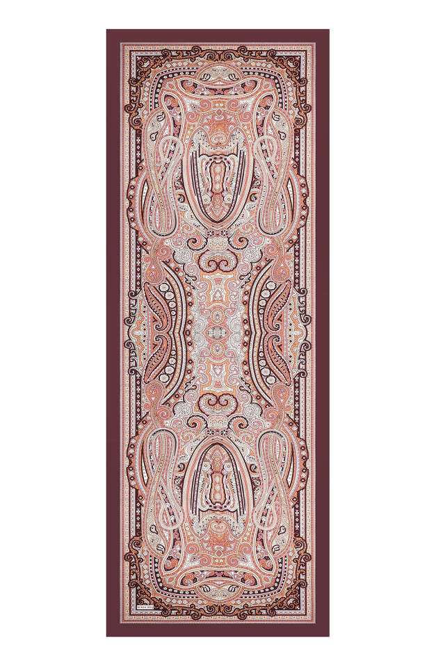 Mürdüm Marakeş Desen Sura İpek Şal - 3