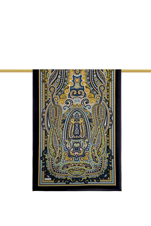 Siyah Marakeş Desen Sura İpek Şal - 3