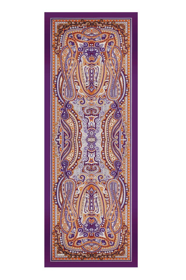 Purple Marrakesh Pattern Sura Silk Shawl - 3