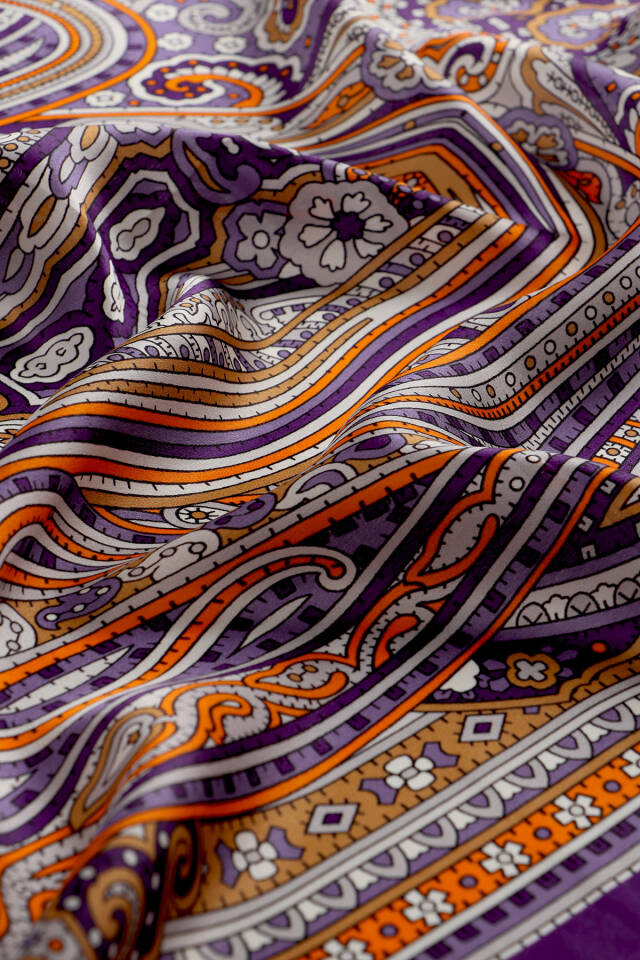 Purple Marrakesh Pattern Sura Silk Shawl - 4