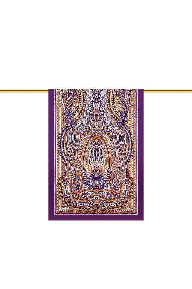 Purple Marrakesh Pattern Sura Silk Shawl - Bursa İpek