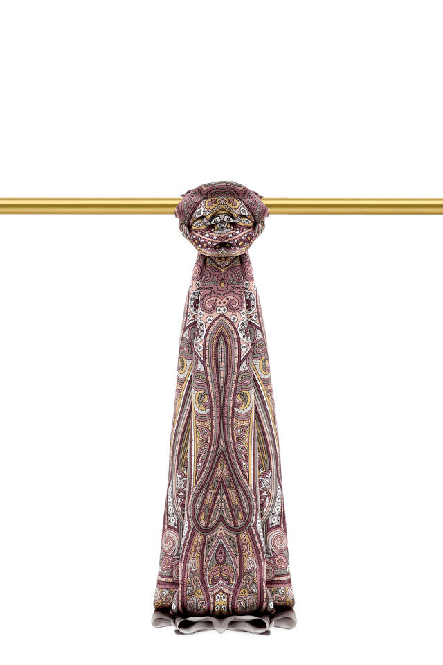 Ash Gray Marrakesh Pattern Sura Silk Shawl 