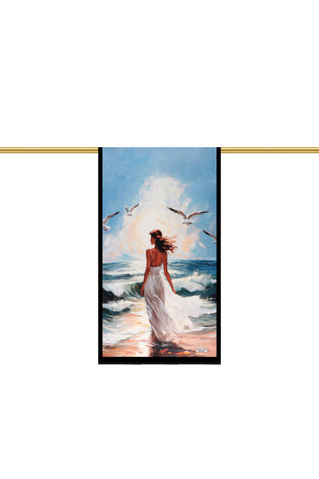 Mavi Martı Desen İpek Fular - 3