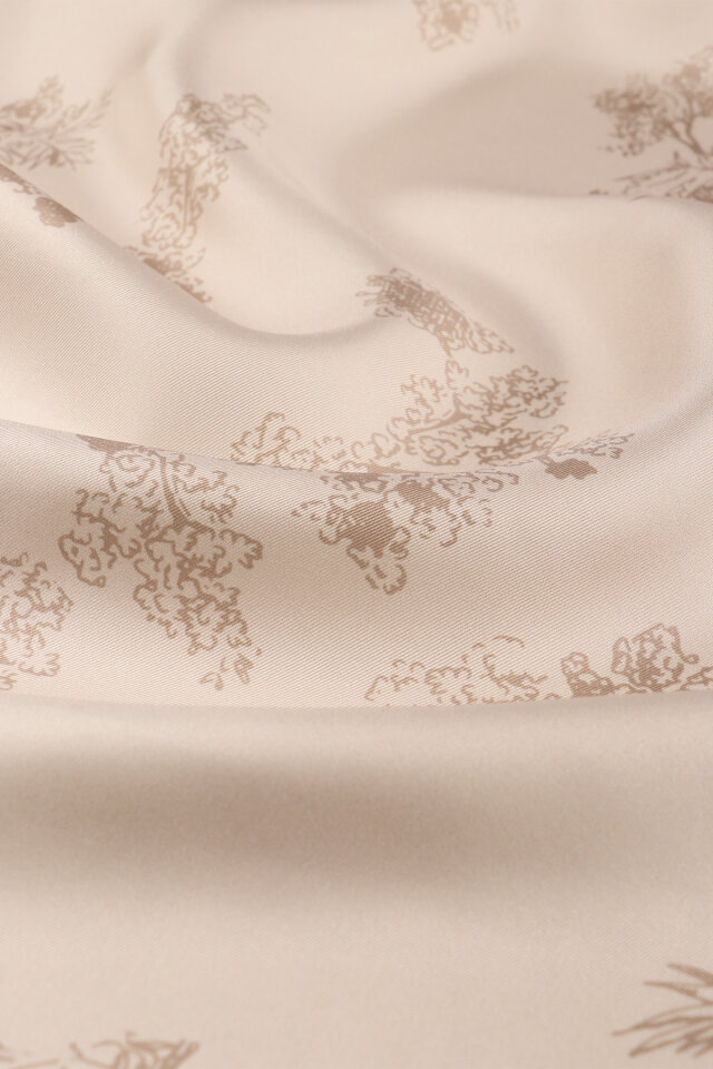 Bej Masal Desen Twill İpek Eşarp - 2