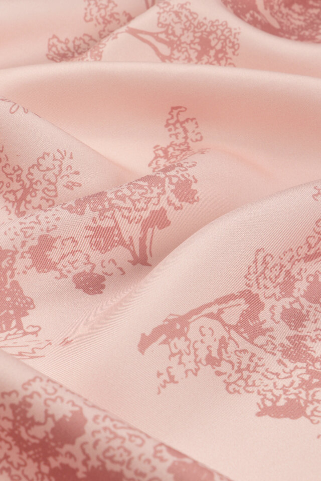 Pembe Masal Desen Twill İpek Eşarp - 2