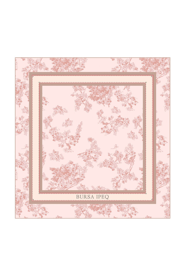 Pembe Masal Desen Twill İpek Eşarp - Bursa İpek