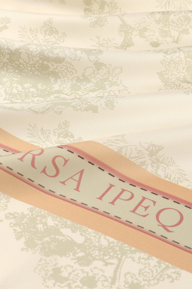 Yeşil Masal Desen Twill İpek Eşarp - 2