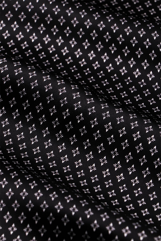 Black Patterned Men's Silk Scarf - 4