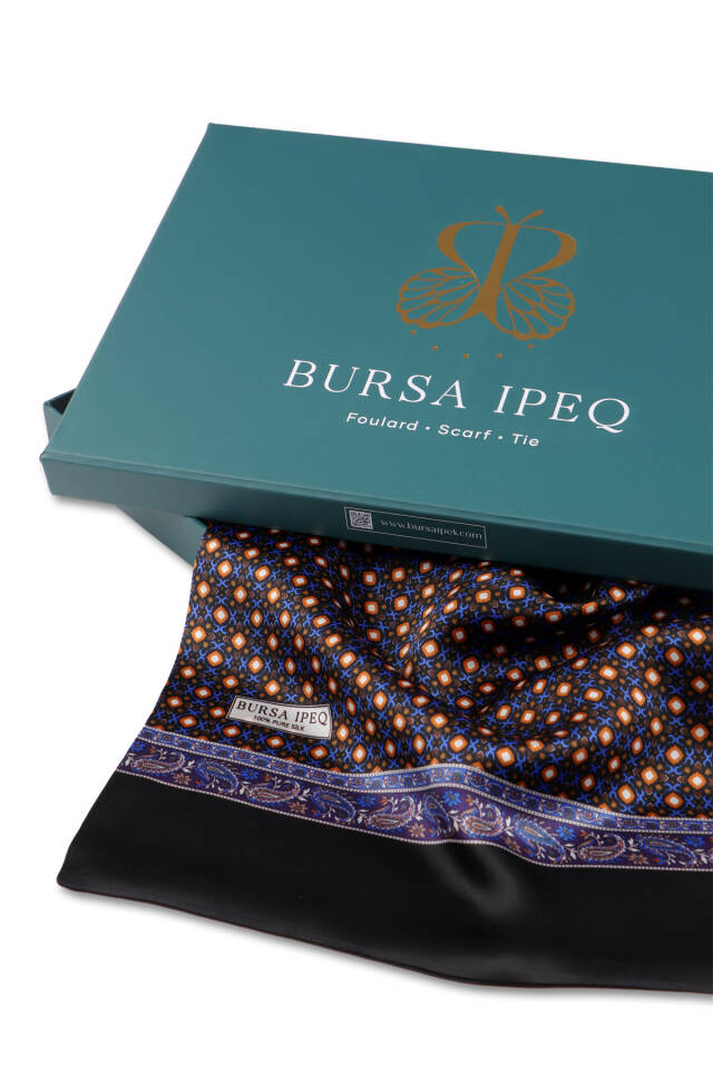 Saxe Patterned Men's Silk Scarf - 3