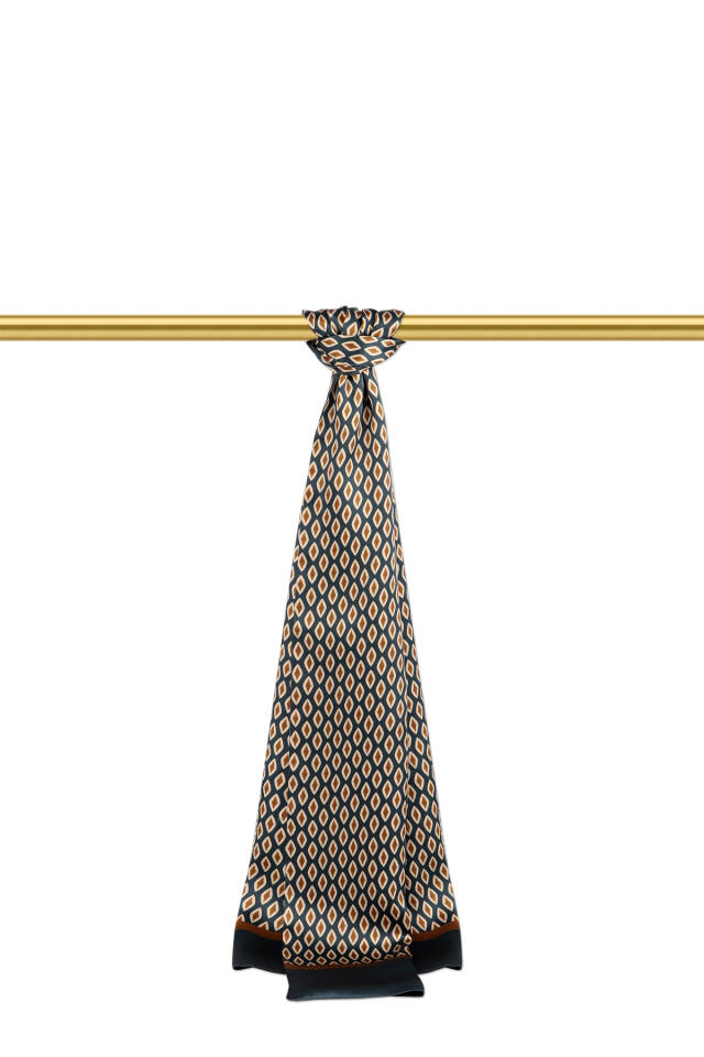 Beige Patterned Men's Silk Scarf 