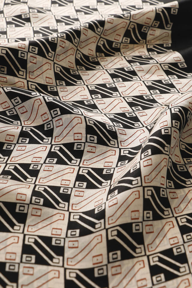 Black Patterned Men's Silk Scarf - 3