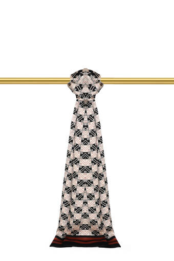 Black Patterned Men's Silk Scarf 