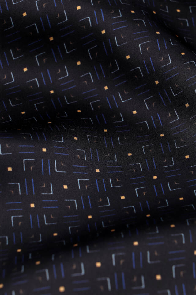 Black Patterned Men's Silk Scarf - 4