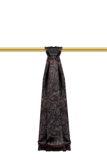 Black Patterned Men's Silk Scarf 