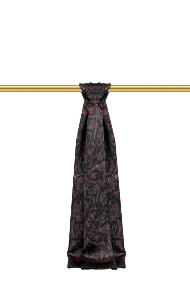 Black Patterned Men's Silk Scarf 