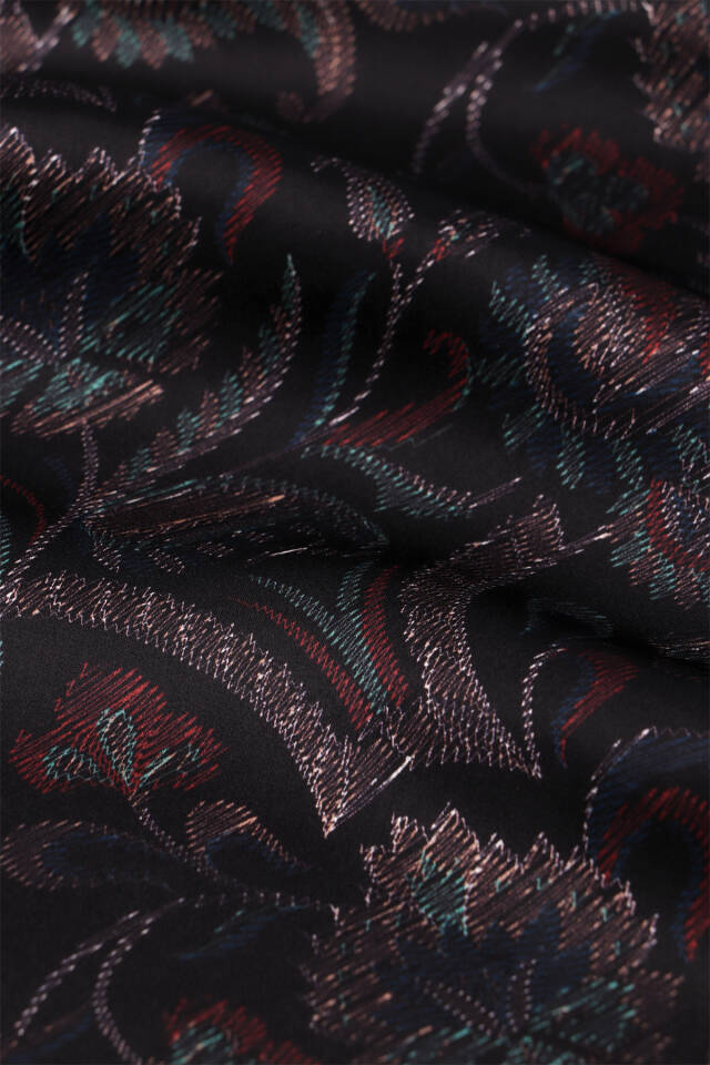 Black Patterned Men's Silk Scarf - 4