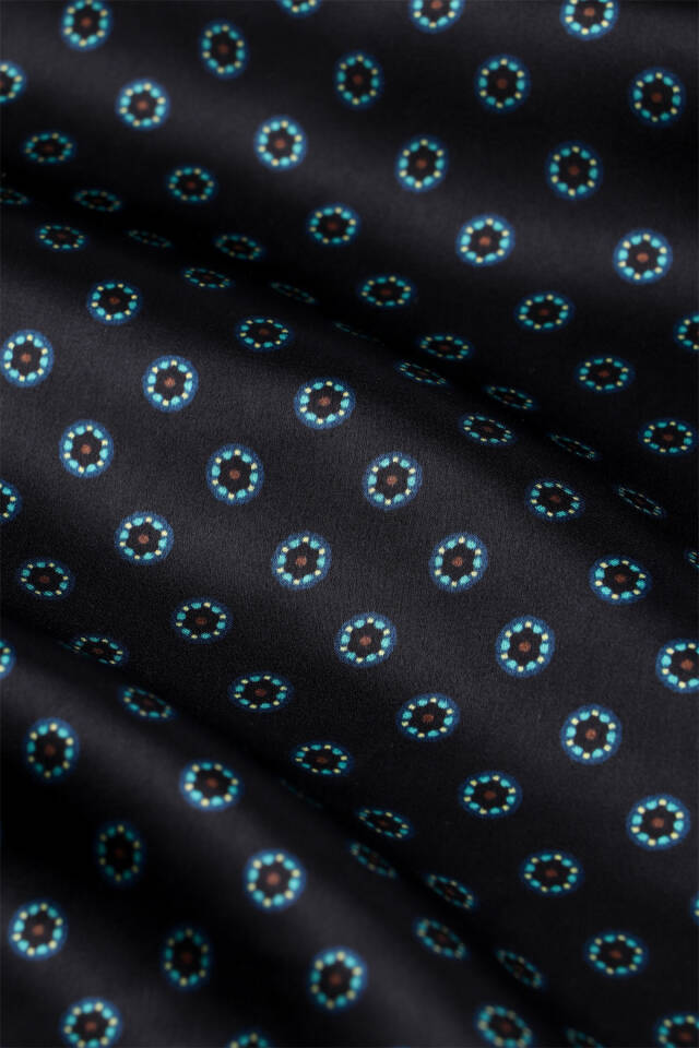 Green Patterned Men's Silk Scarf - 4