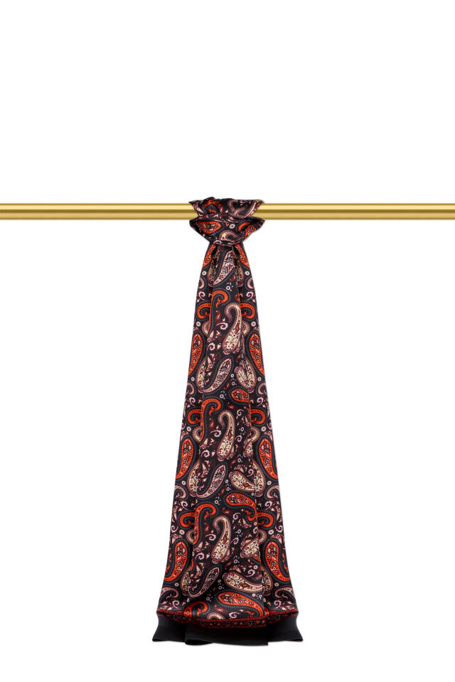 Tan Patterned Men's Silk Scarf 