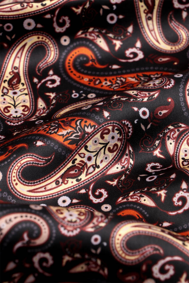 Tan Patterned Men's Silk Scarf - 4