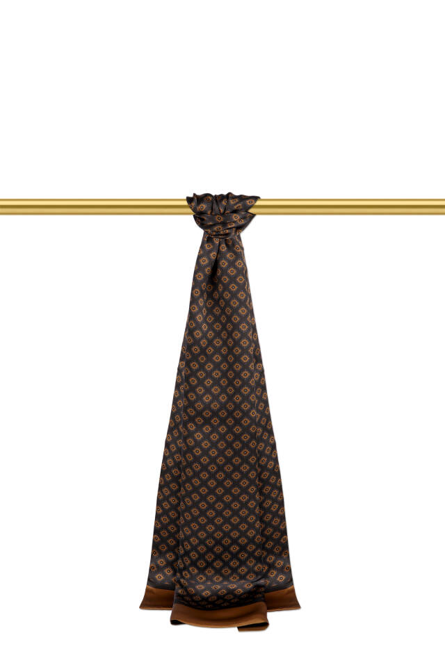 Brown Patterned Men's Silk Scarf 