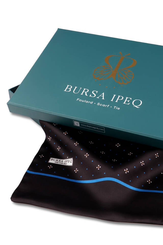 Brown Patterned Men's Silk Scarf - 3