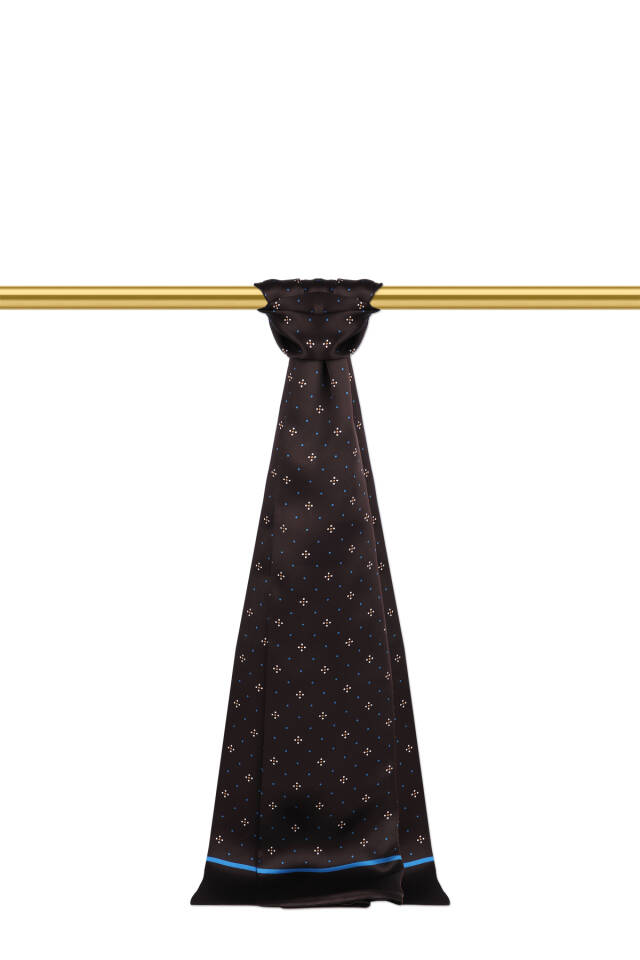 Brown Patterned Men's Silk Scarf 