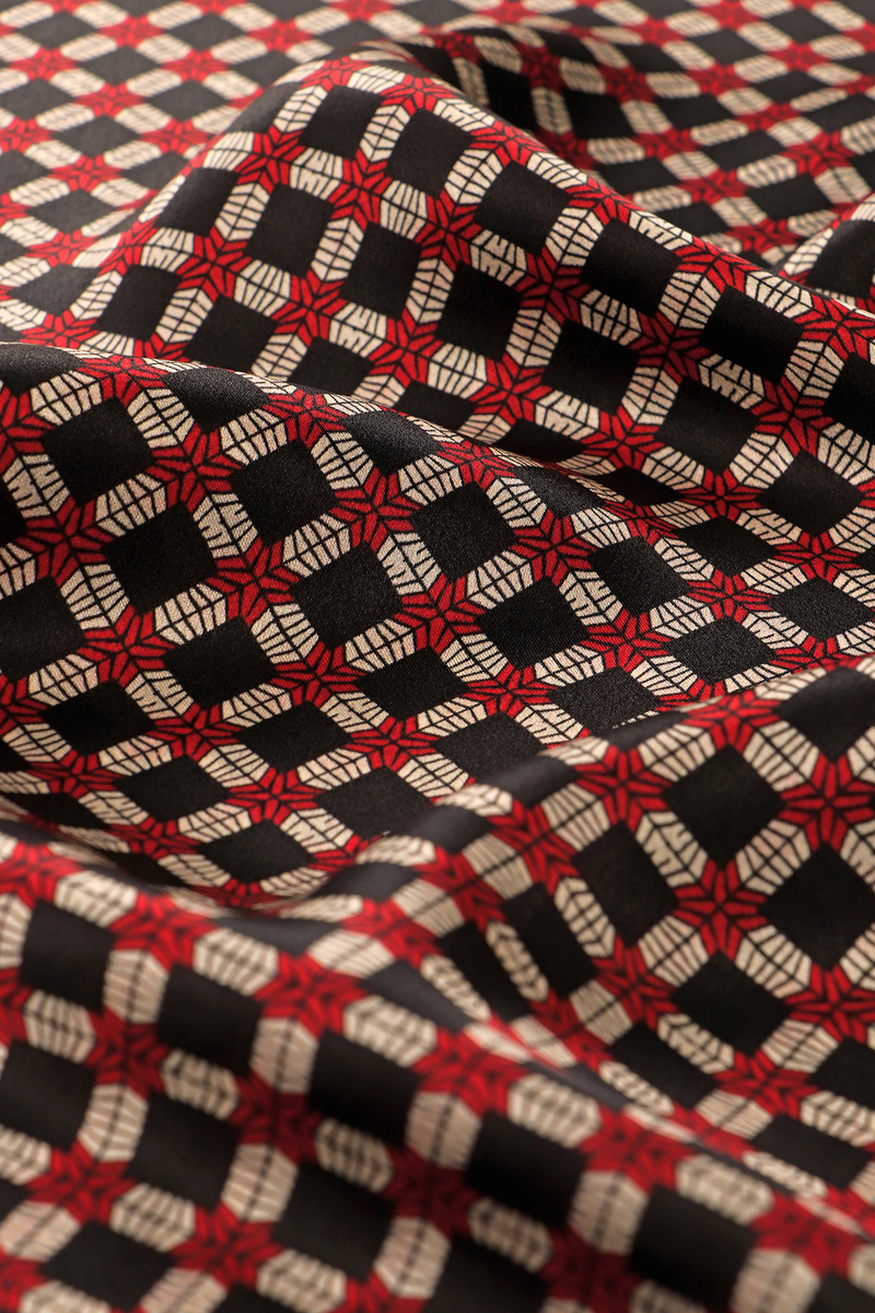Red Patterned Men's Silk Scarf - 3