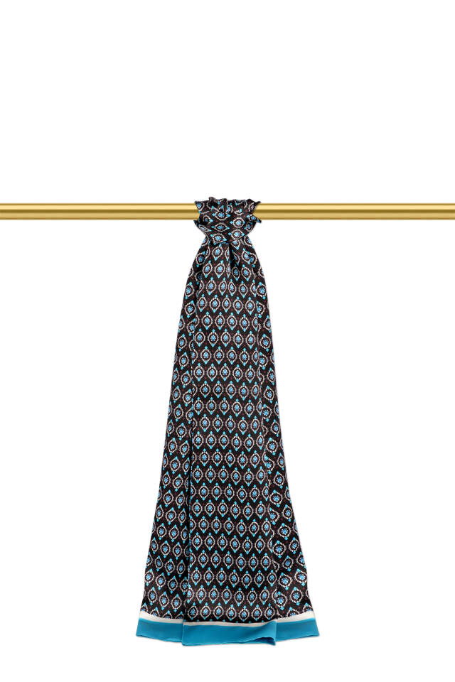 Turquoise Patterned Men's Silk Scarf 