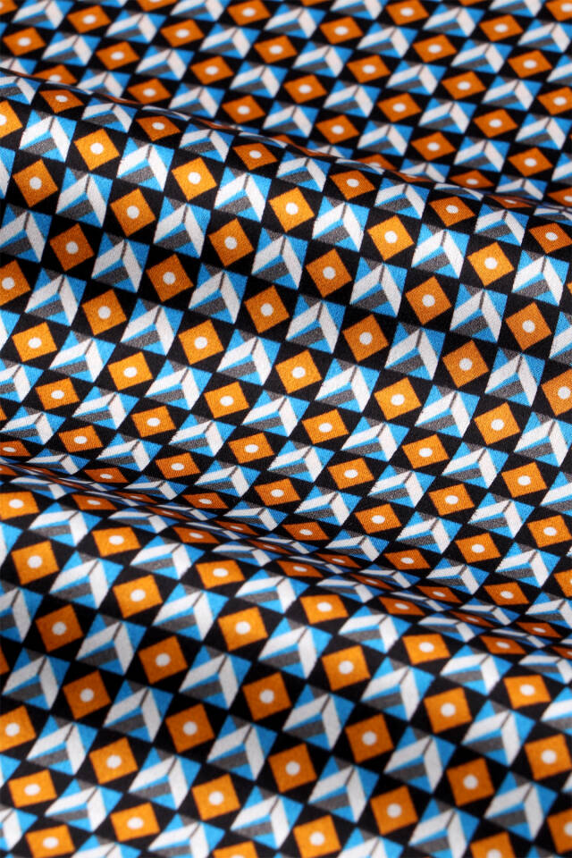 Turquoise Patterned Men's Silk Scarf - 4