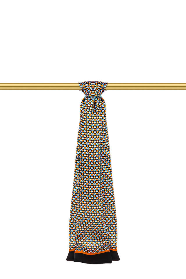 Turquoise Patterned Men's Silk Scarf 