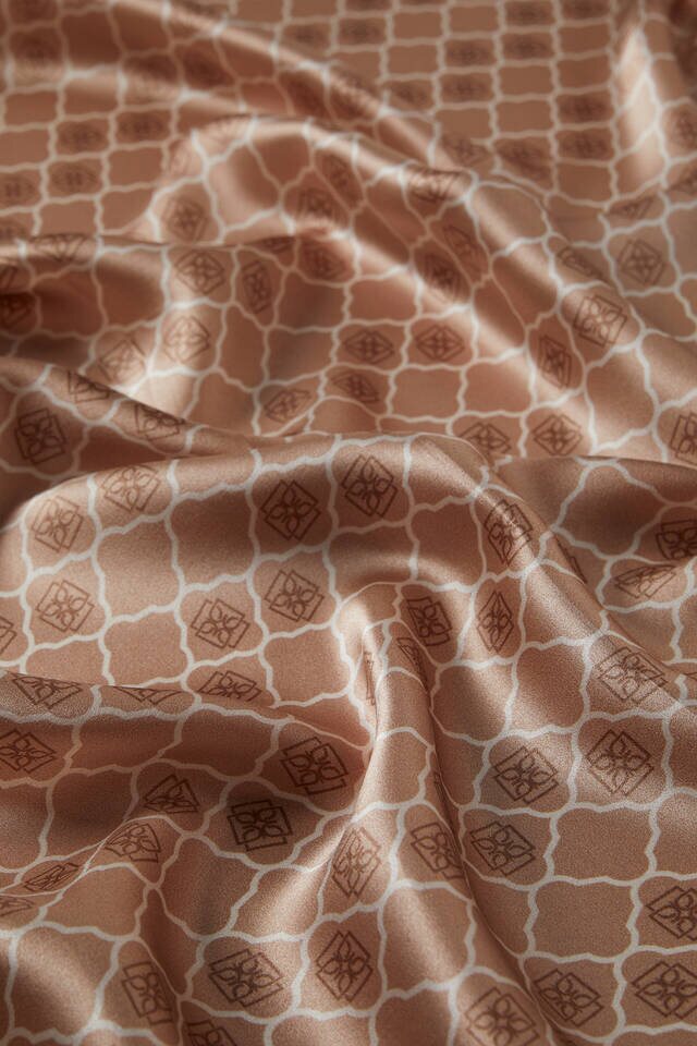 Milk Brown Monogram Silk Square Scarf - 3