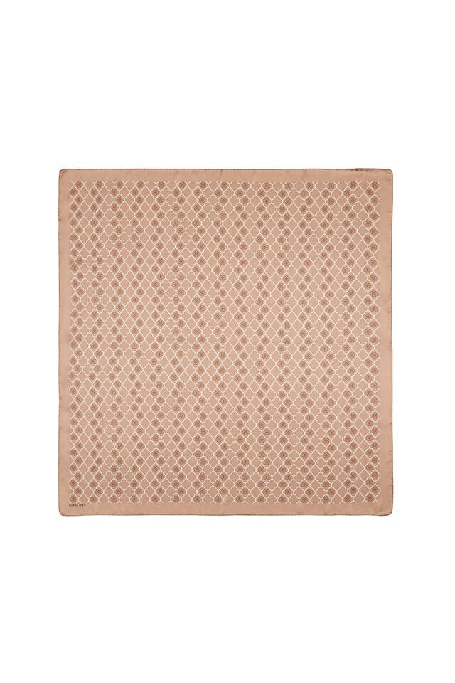 Milk Brown Monogram Silk Square Scarf - 1