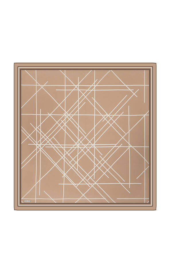 Milk Coffee Echo Pattern Twill Silk Square Scarf - 2