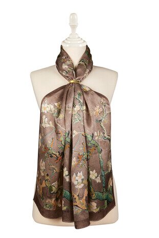 Mink Almond Blossom Silk Foulard 