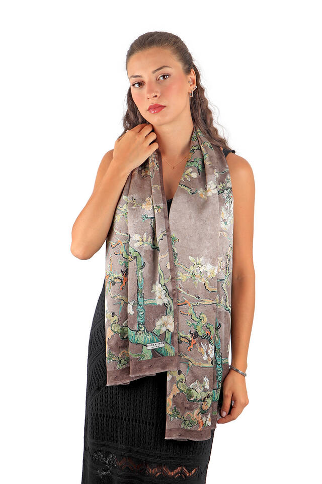 Mink Almond Blossom Silk Foulard - 2