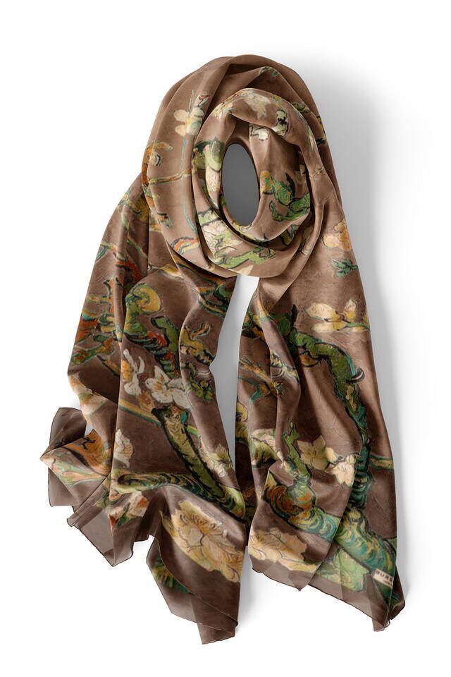Mink Almond Blossom Silk Scarf - 3